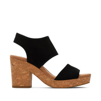 Majorca Cork Platform Sandal Suede Black - Side View