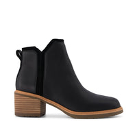 Hailey Heeled Boot Water Resistant Black Leather - Side View