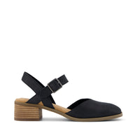 Jaclyn Heel Black Leather - Side View