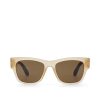 Devon Traveler Sunglasses Matte-Shiny Oatmilk Crystal Fade-Solid Brown - Front View