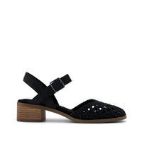 Jaclyn Heel Black Perforated Basket Woven Leather - Side View