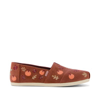 Alpargata Classic Amber Brown Corduroy Embroidered Pumpkins - Side View